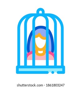 woman in cage icon vector. woman in cage sign. color symbol illustration