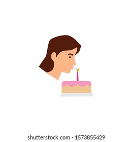 woman with cake birthday detailed style icon vector illustration design