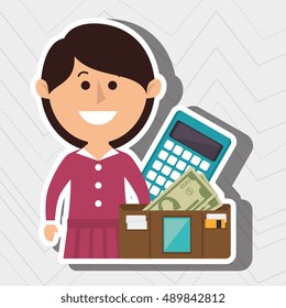 woman calculator wallet money