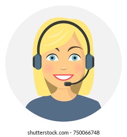 woman in call center flat design icon