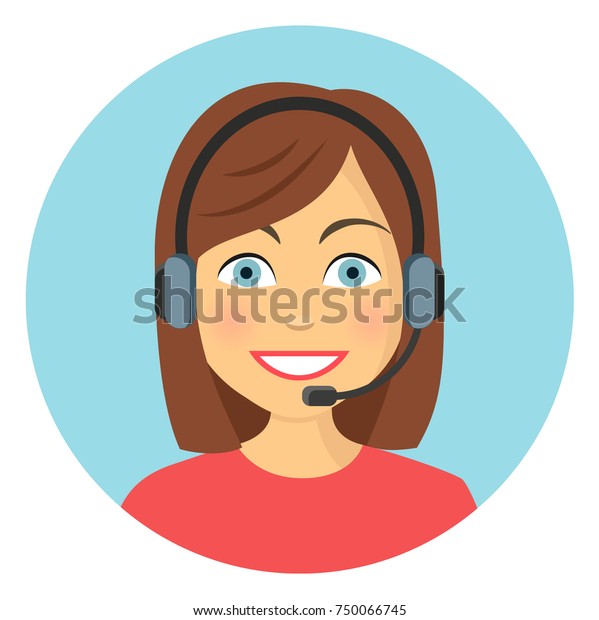 Woman Call Center Flat Design Icon Stock Vector (Royalty Free ...