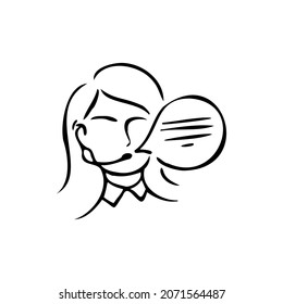 Woman, call center sketch vector illustration on a transparent background