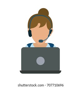 woman call center  vector illustration