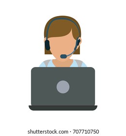 woman call center  vector illustration