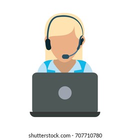 woman call center  vector illustration