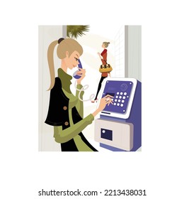 Woman called her friend on local phone booth.
