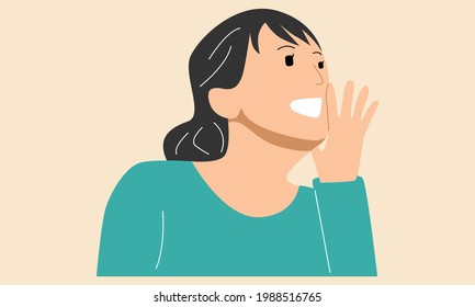 Woman calling someone (shouting loud)