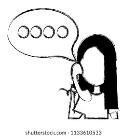 woman calling with telephone