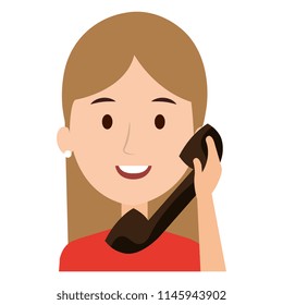 woman calling with telephone