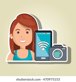 woman camera photo photography vector illustration eps 10