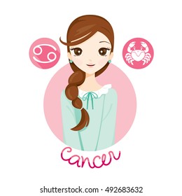 Mujer Con Signo Zodiaco Cáncer, Astrológica, Constelación, Belleza, Mujer, Occidente, Fortunetelling, Estilo de Vida 