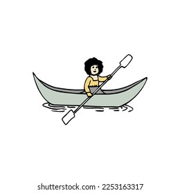 Woman in Canoe icon design with white background
