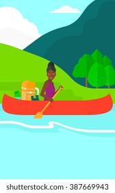 Woman canoeing on the river.