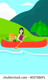 Woman canoeing on the river.