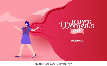 woman with cape International Women's day 8th March celebration background template