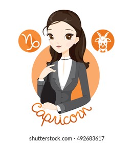 Mujer Con Signo Zodiaco Capricornio, Astrológica, Constelación, Belleza, Mujer, Occidente, Fortunetelling, Estilo De Vida 