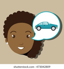 woman car vehicle transport vector illustration design
