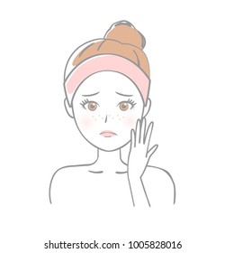Woman care about freckles