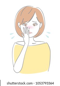Woman care about runny nose
