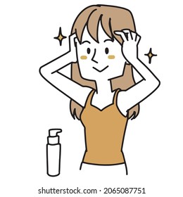  A woman caring for her hair