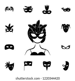 woman in carnival mask icon. Detailed set of carnival masks icons. Premium quality graphic design icon. One of the collection icons for websites, web design, mobile app on white background