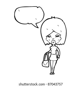woman carrying handbag cartoon