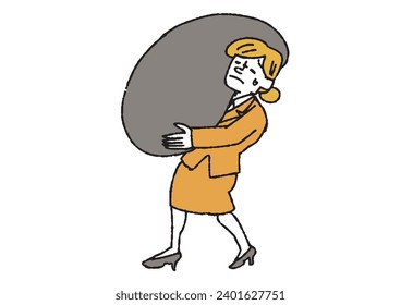 Woman carrying a heavy-looking mass People carrying heavy burdens