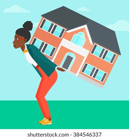 Woman carrying house.
