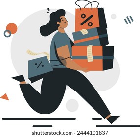 Woman carrying a lot of shopping