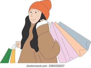 A woman carrying shopping bag