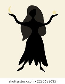 Woman carrying star and moon vector