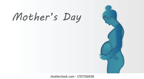 Woman carrying surrogacy. International Mother's Day with beautiful woman. illustration, paper cut, vector, illustration