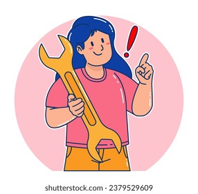 A Woman carrying a Wrench