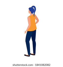 woman cartoon of back design, Girl female person people human and social media theme Vector illustration