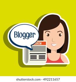 woman cartoon blogger web