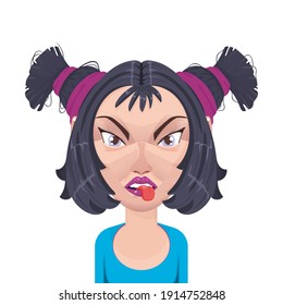Woman cartoon character avatar, flat style portrait