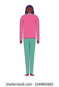 woman cartoon character on white background