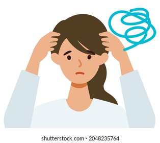 Woman Cartoon Character. People Face Profiles Avatars And Icons. Close Up Image Of Confused Woman. Vector Flat Illustration.