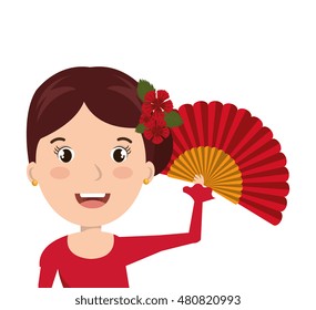 woman cartoon dancer flamenco design