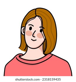 Woman cartoon drawing flat design style minimal vector illustration on white.