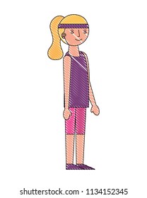 woman cartoon fitness activity in sportwear