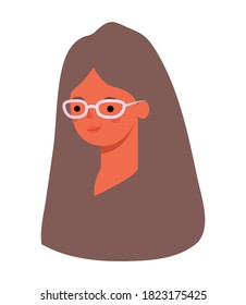woman cartoon head with glasses design, Girl female person people human and social media theme Vector illustration