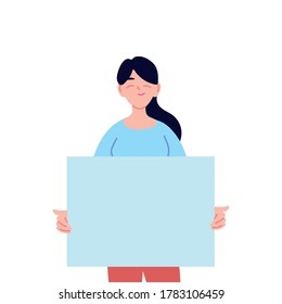 Woman cartoon holding banner board design, Manifestation protest and demonstration theme Vector illustration