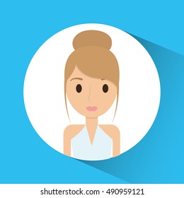 Woman cartoon inside circle icon. Avatar people person and social media theme. Colorful design. Vector illustration
