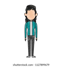 Woman cartoon isolated scribble