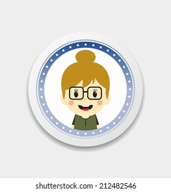 woman cartoon label