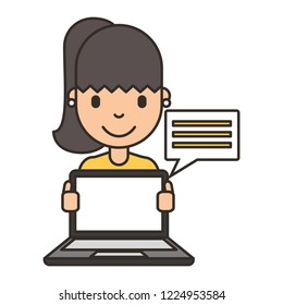 woman cartoon with laptop