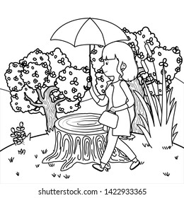 Woman cartoon in the park design