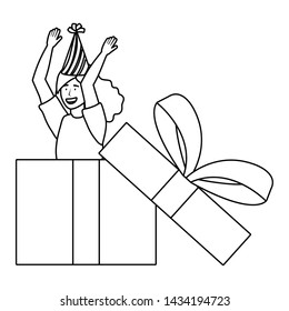 Woman cartoon with party hat design
