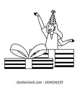 Woman cartoon with party hat design